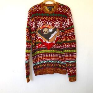 Oversized 99 Artsy Jane Street Vintage Punxsutawney Phil Snow Flake Sweater